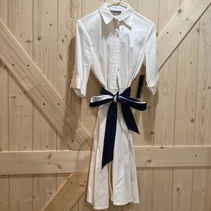 NWT designer Chetta B white button up dress midi size 4